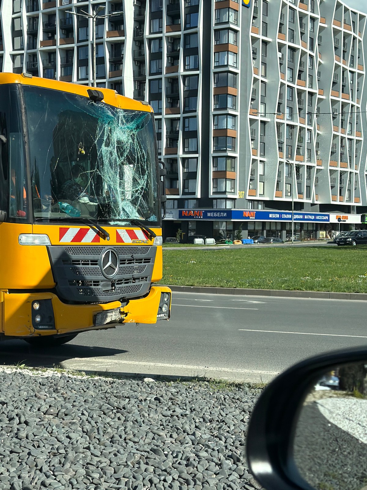 Damaged garbage truck spotted parked in Burgas, Bulgaria