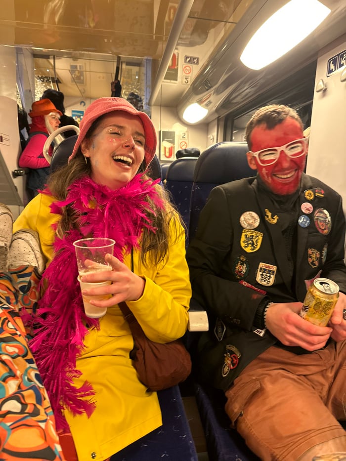 Joyful passengers captured on train in Dunkirk