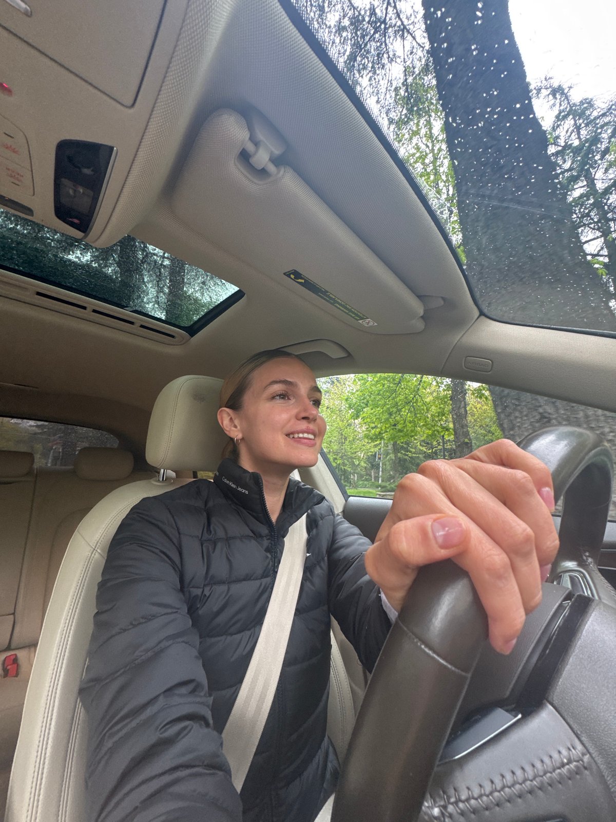 Happy driver photographed in vehicle in Tbilisi
