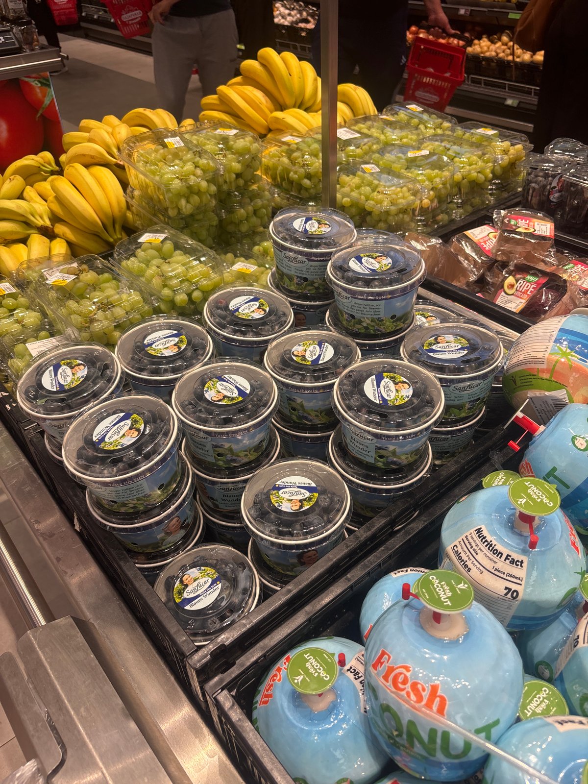 Shopper documents fresh produce displays at Plovdiv grocery store
