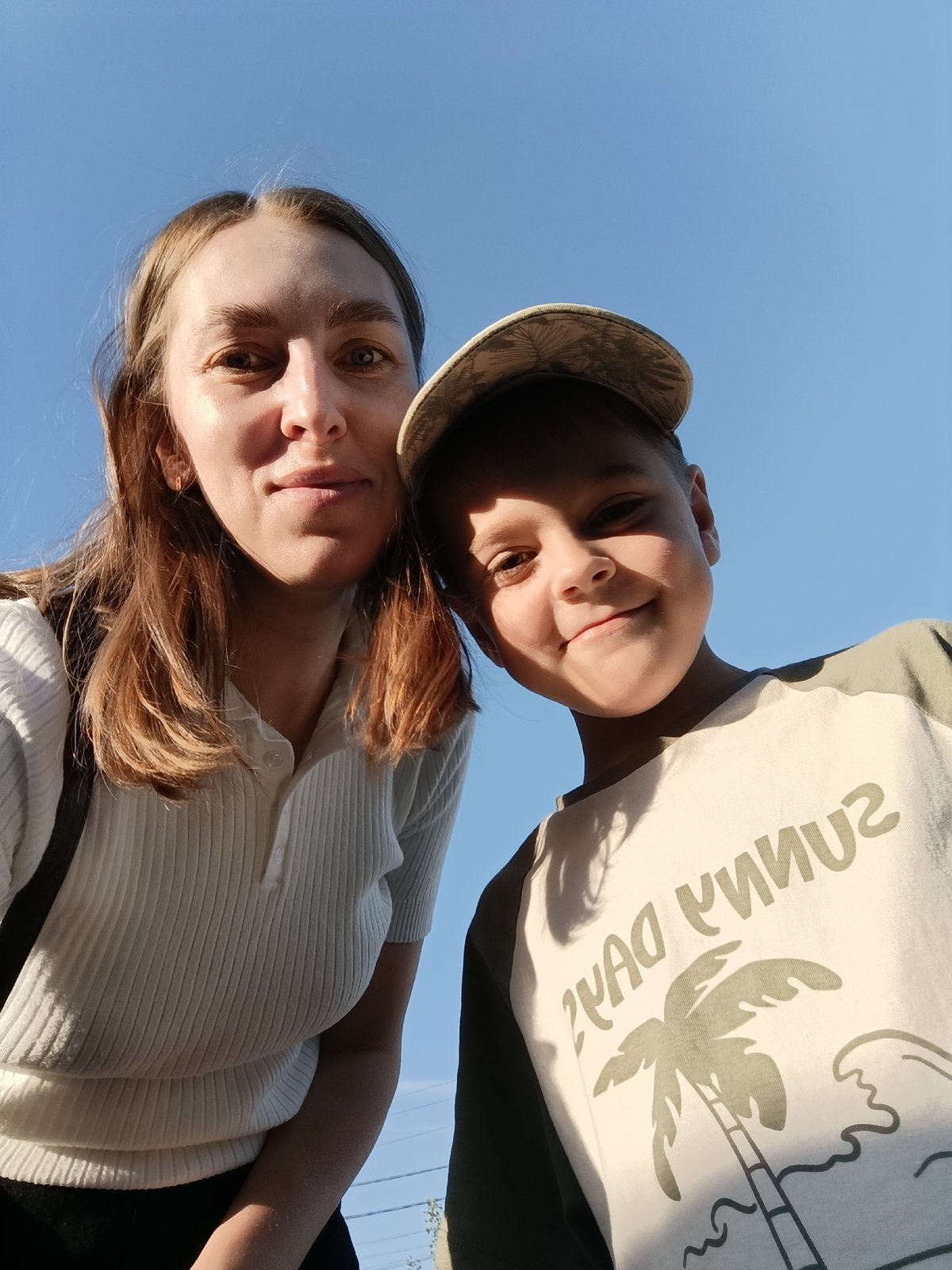 Mother and son spend afternoon moments in Chaikovsky, Russia