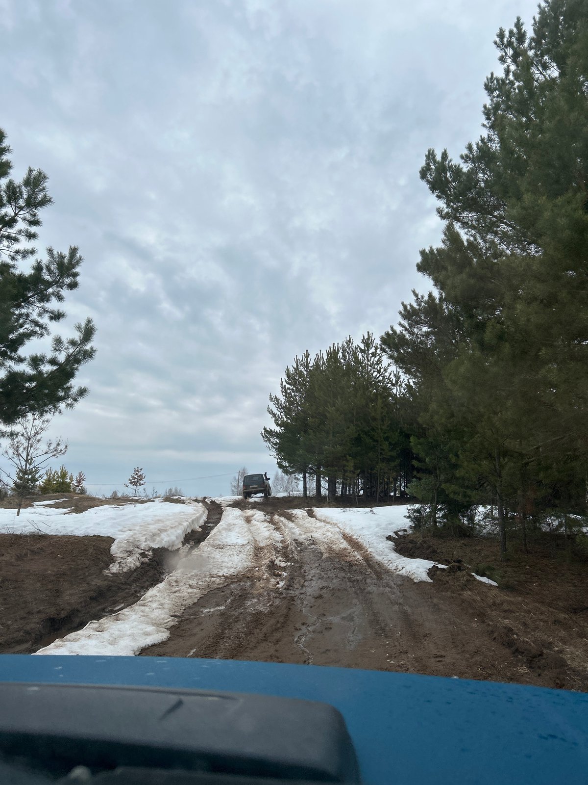 Spring thaw creates muddy conditions on Russian rural road