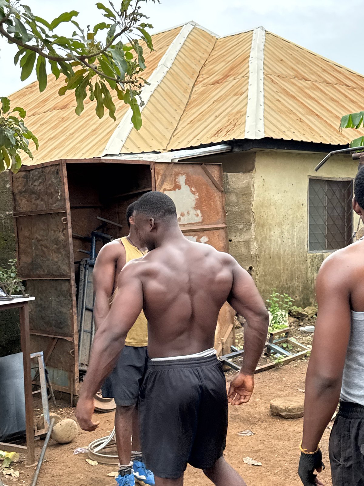 Men hold outdoor weightlifting session in Akwanga, Nigeria