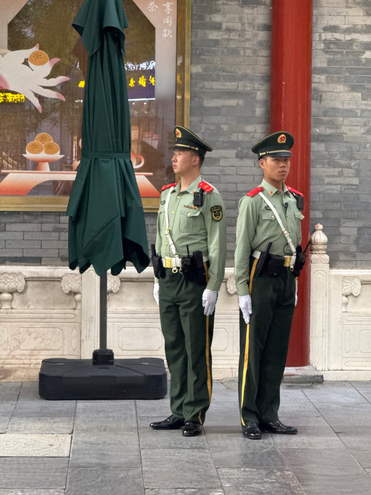 Honor guards stand duty at Forbidden City in Beijing