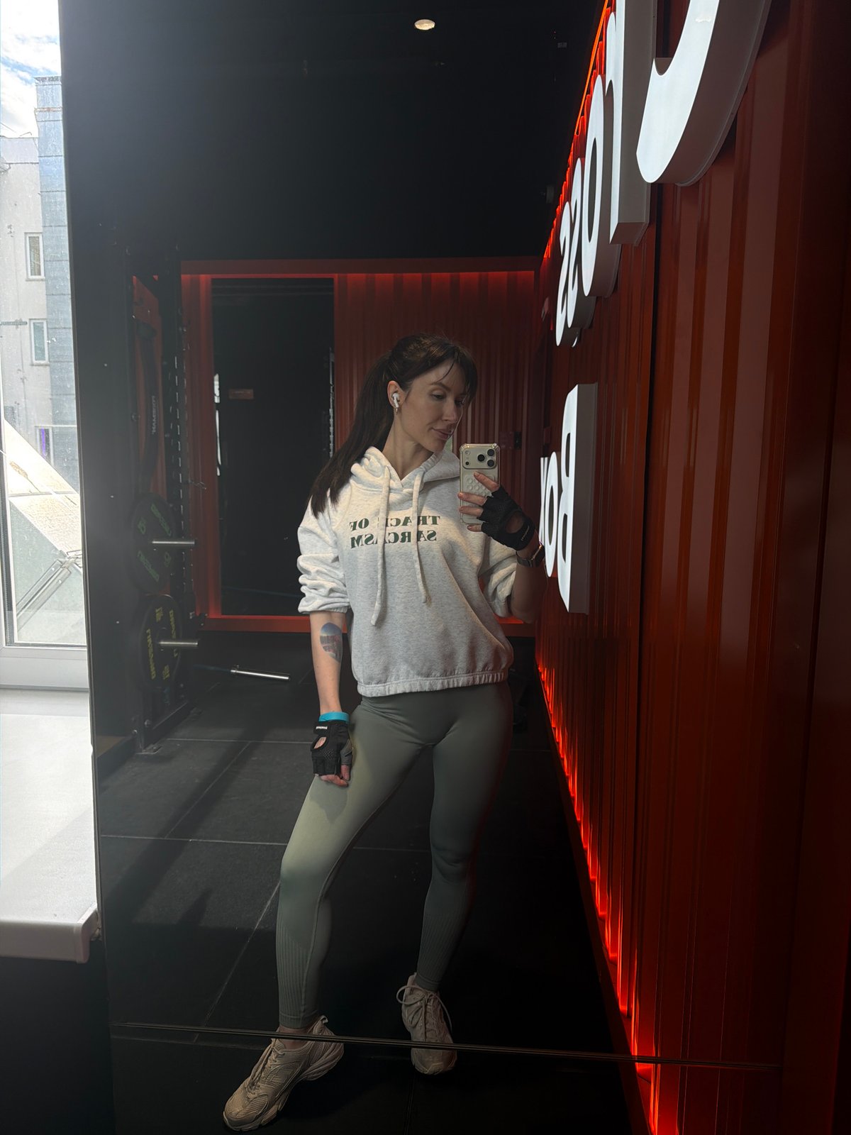 Woman takes gym selfie in Perm, Russia