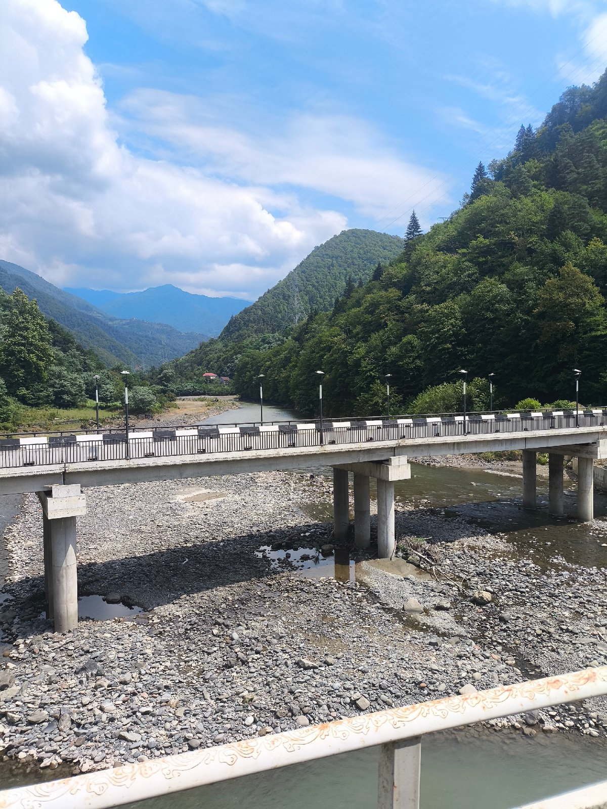 Morning stop at a river bridge in Zvare, Georgia