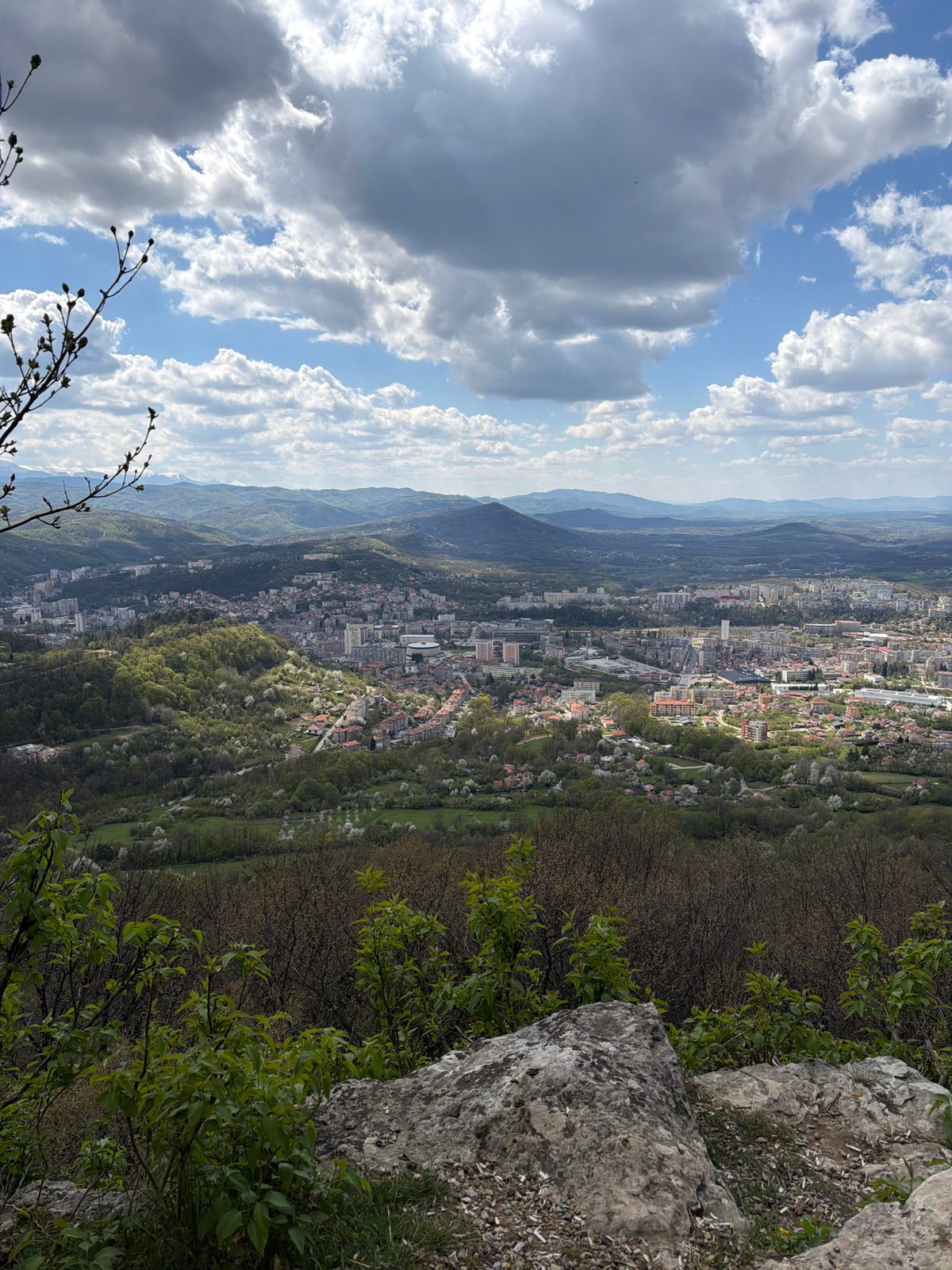 Elevated landscape view of Gabrovo captured from Balkan Mountains