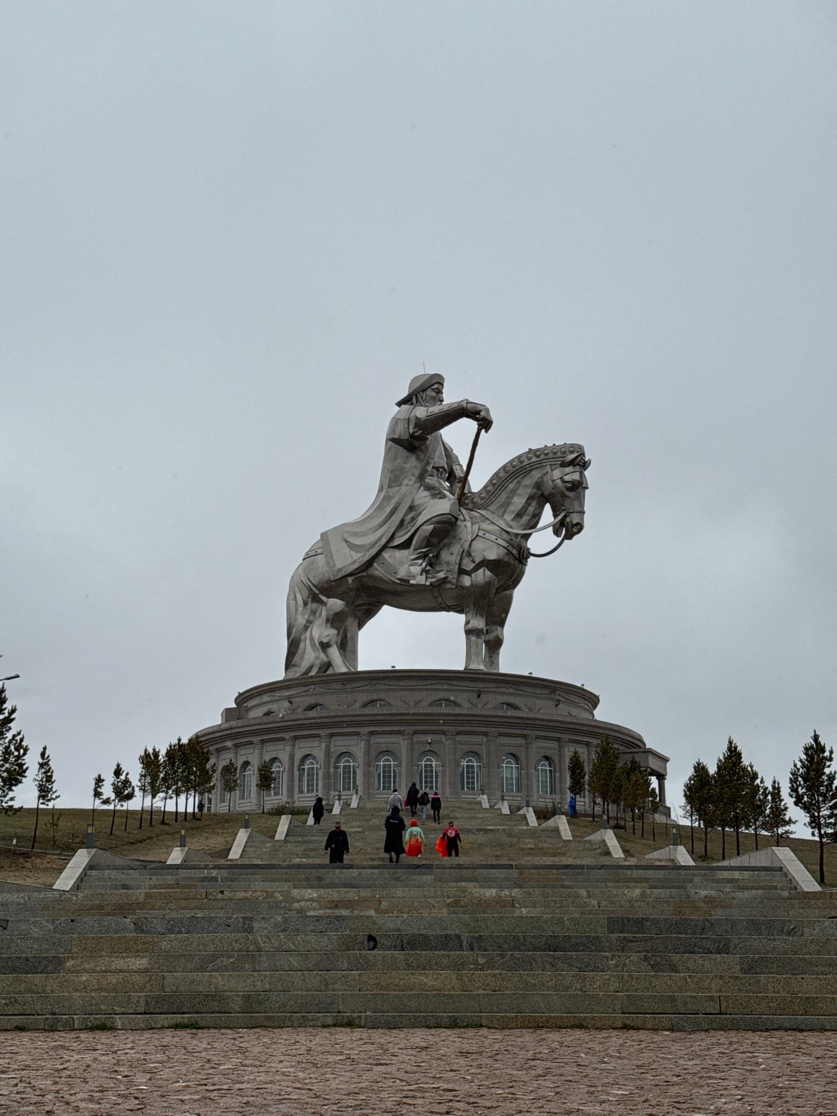 Tourist documents Genghis Khan monument complex tour in Ulaanbaatar