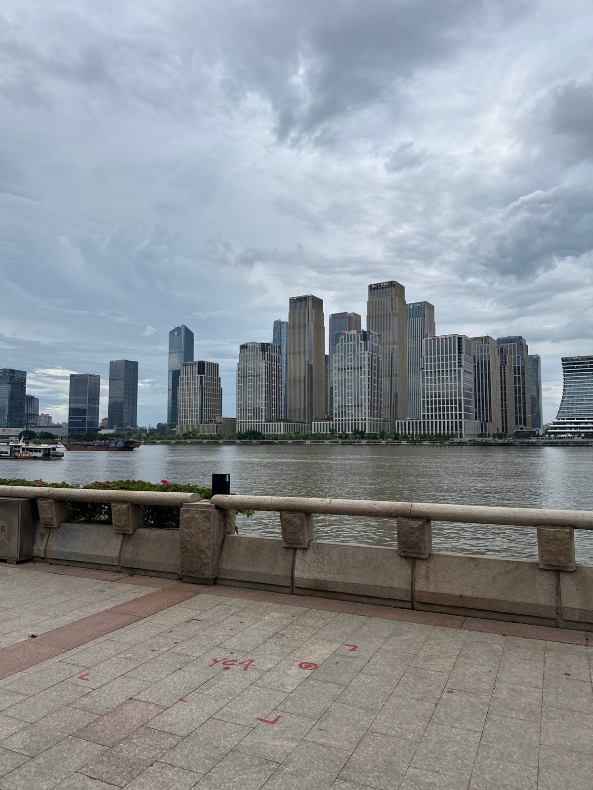 Morning stroll along Guangzhou's Pearl River promenade