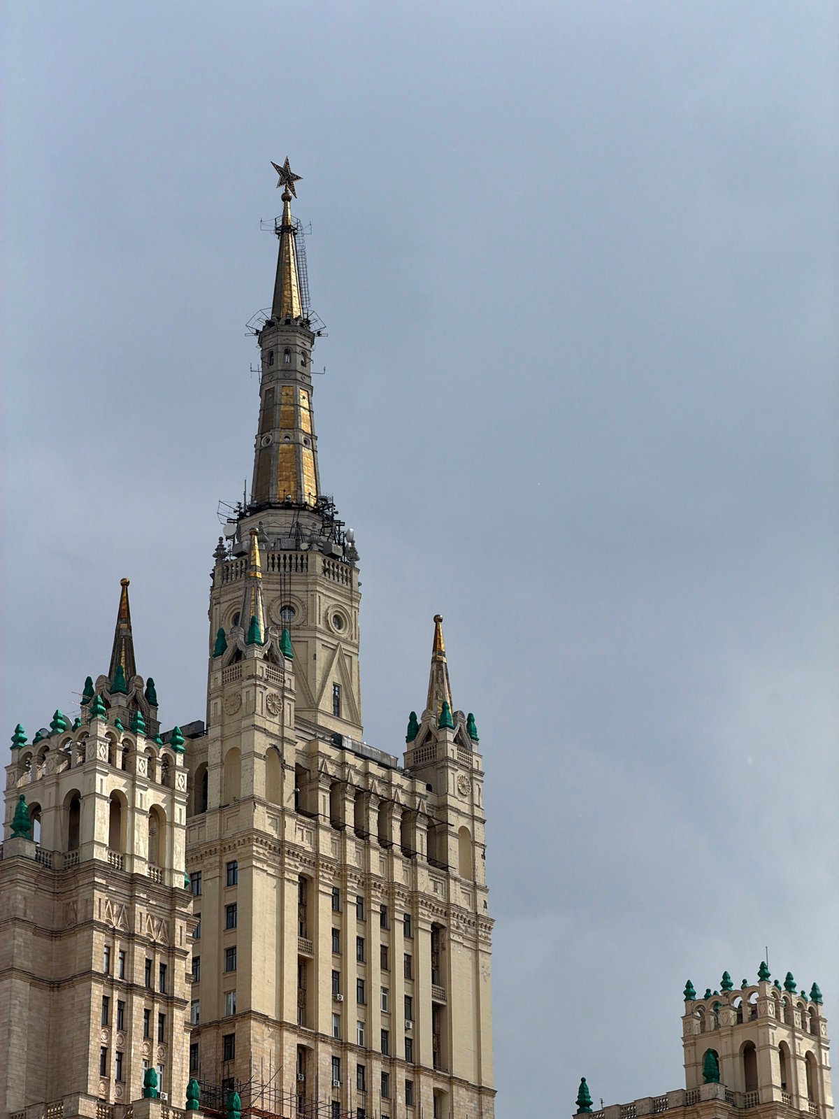 Moscow's Kotelnicheskaya Embankment Building documented under gray skies