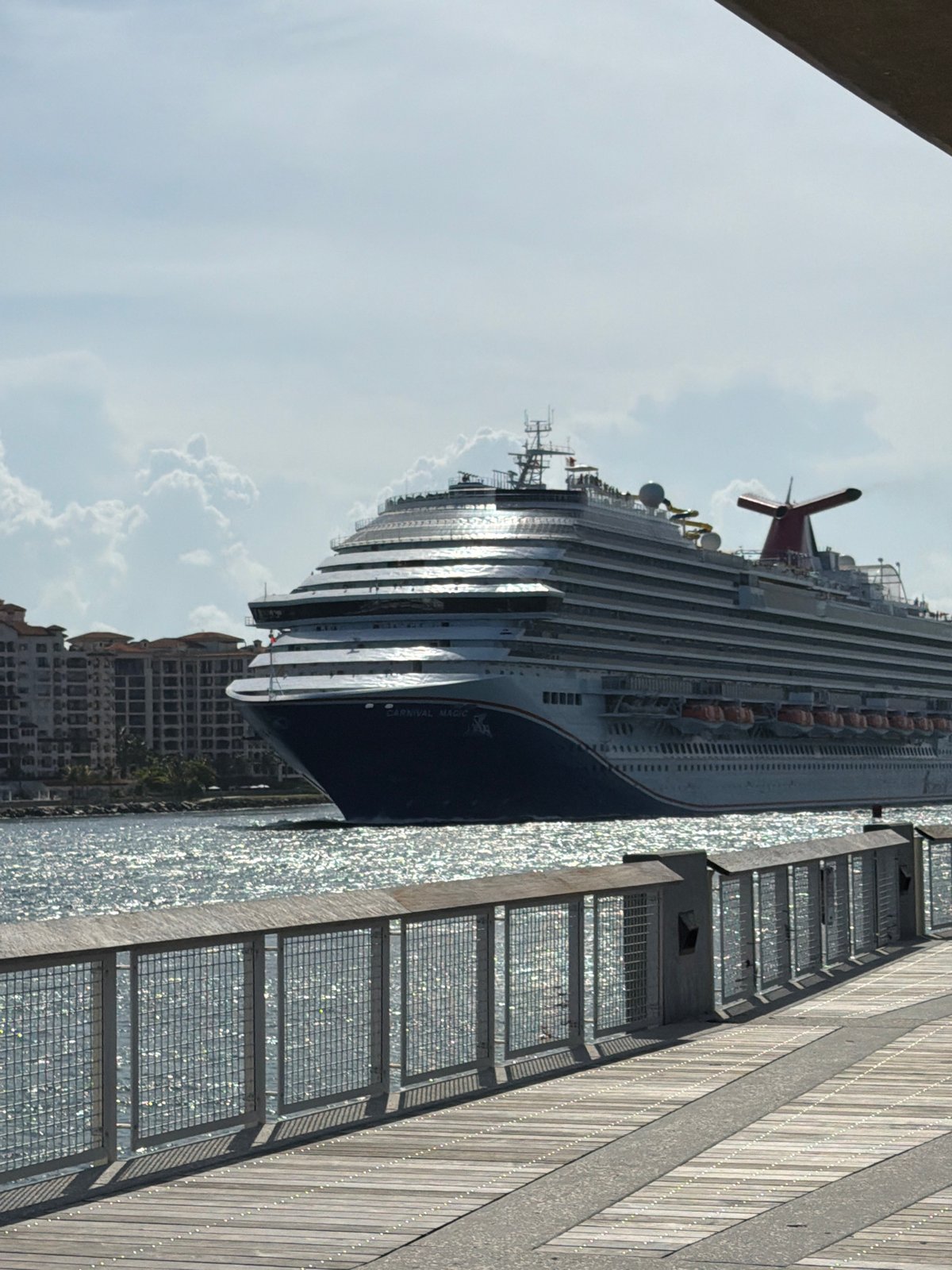 Carnival Magic sails past Miami Beach on a sunny afternoon