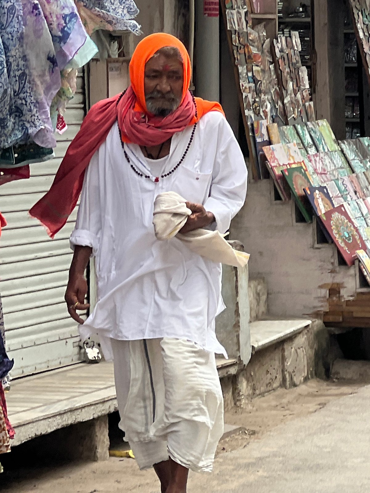 Street life and sacred presence in Pushkar's busy lanes