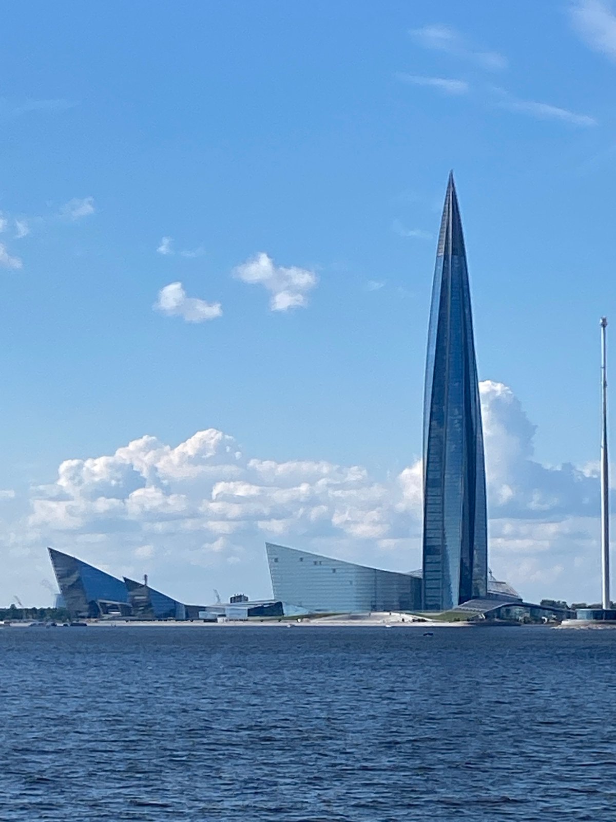Sunny afternoon along Saint Petersburg's Lakhta waterfront