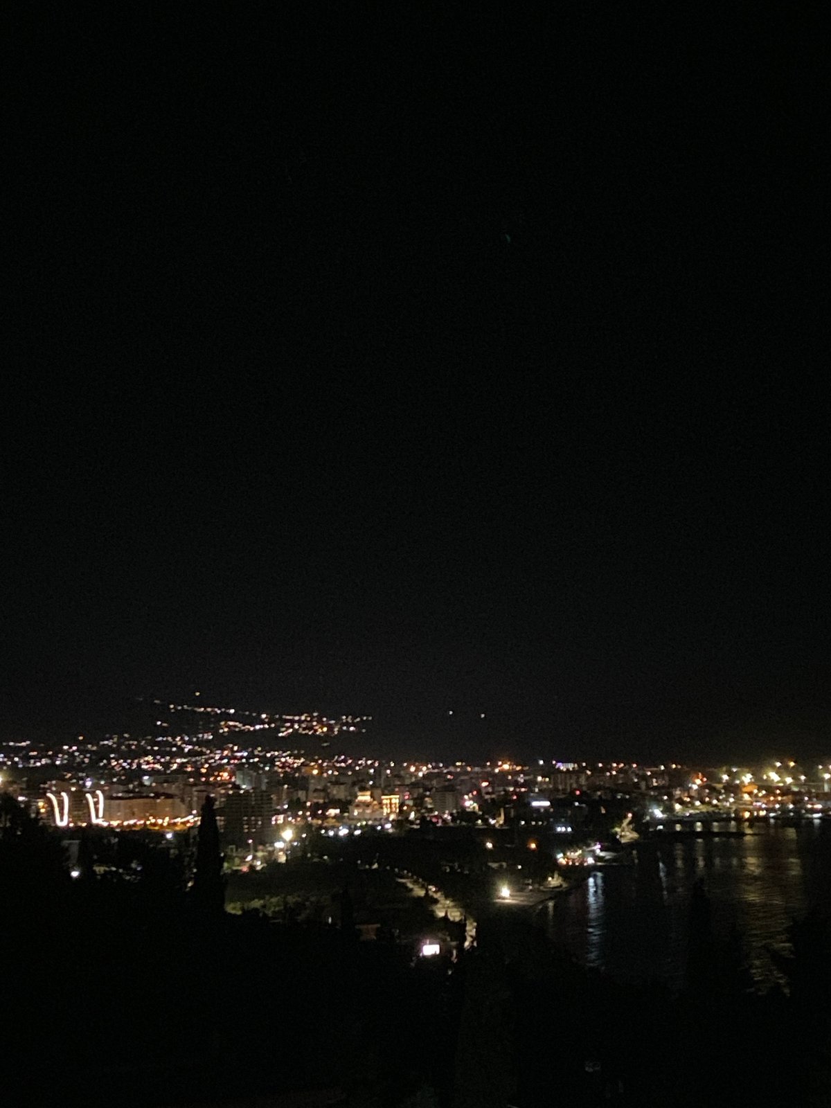 Night views captured from elevated position in Šušanj, Montenegro