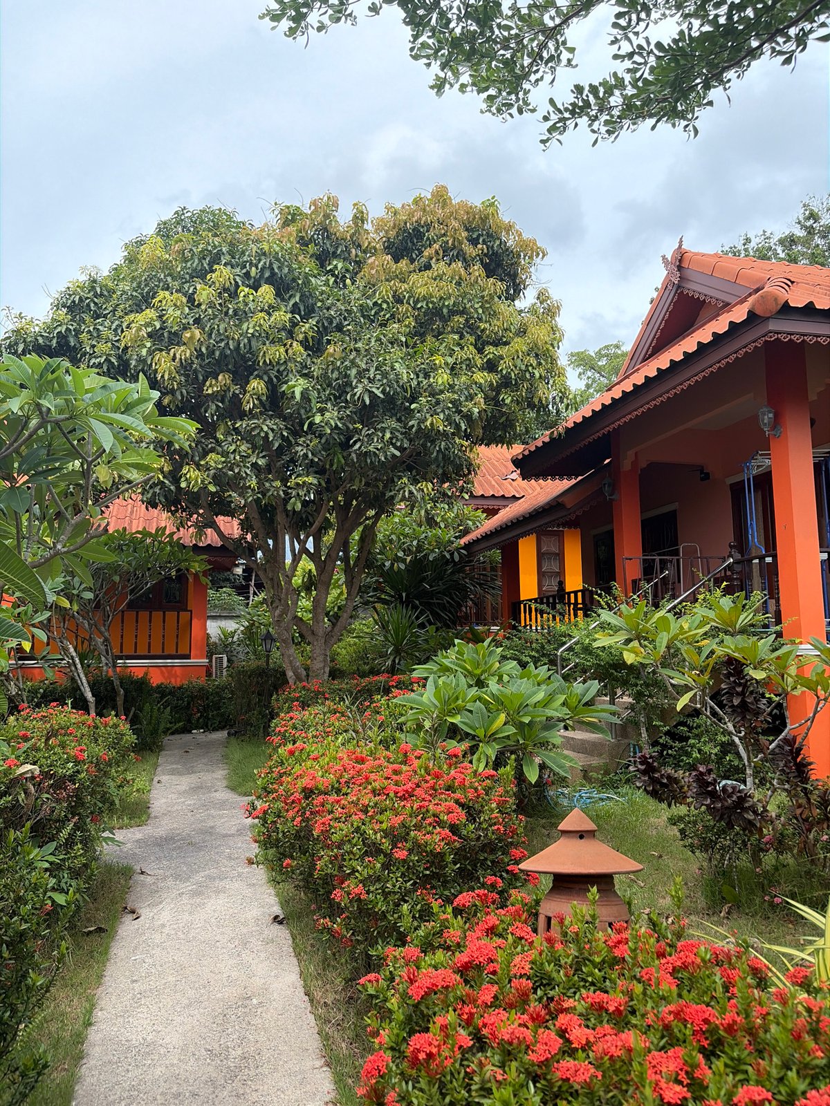 Morning at a Ko Samui resort, gardens and poolside