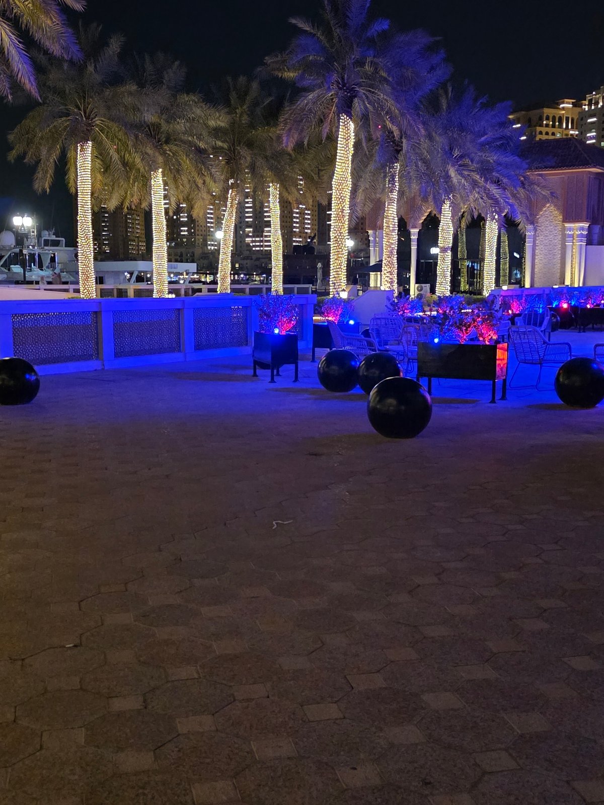 Evening scenes captured at Pearl-Qatar waterfront district in Doha