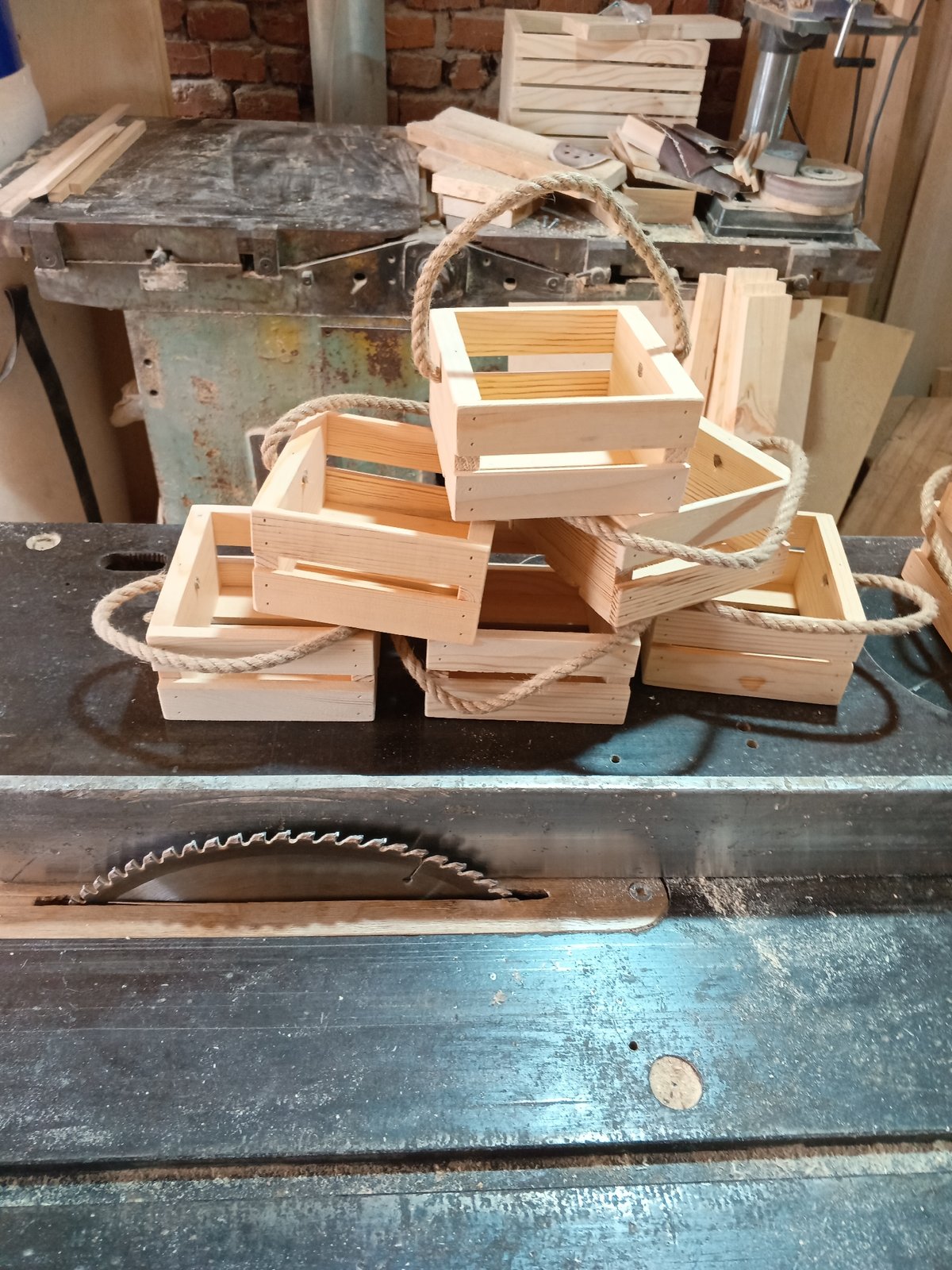 Handmade wooden crates spotted in Chaikovsky workshop