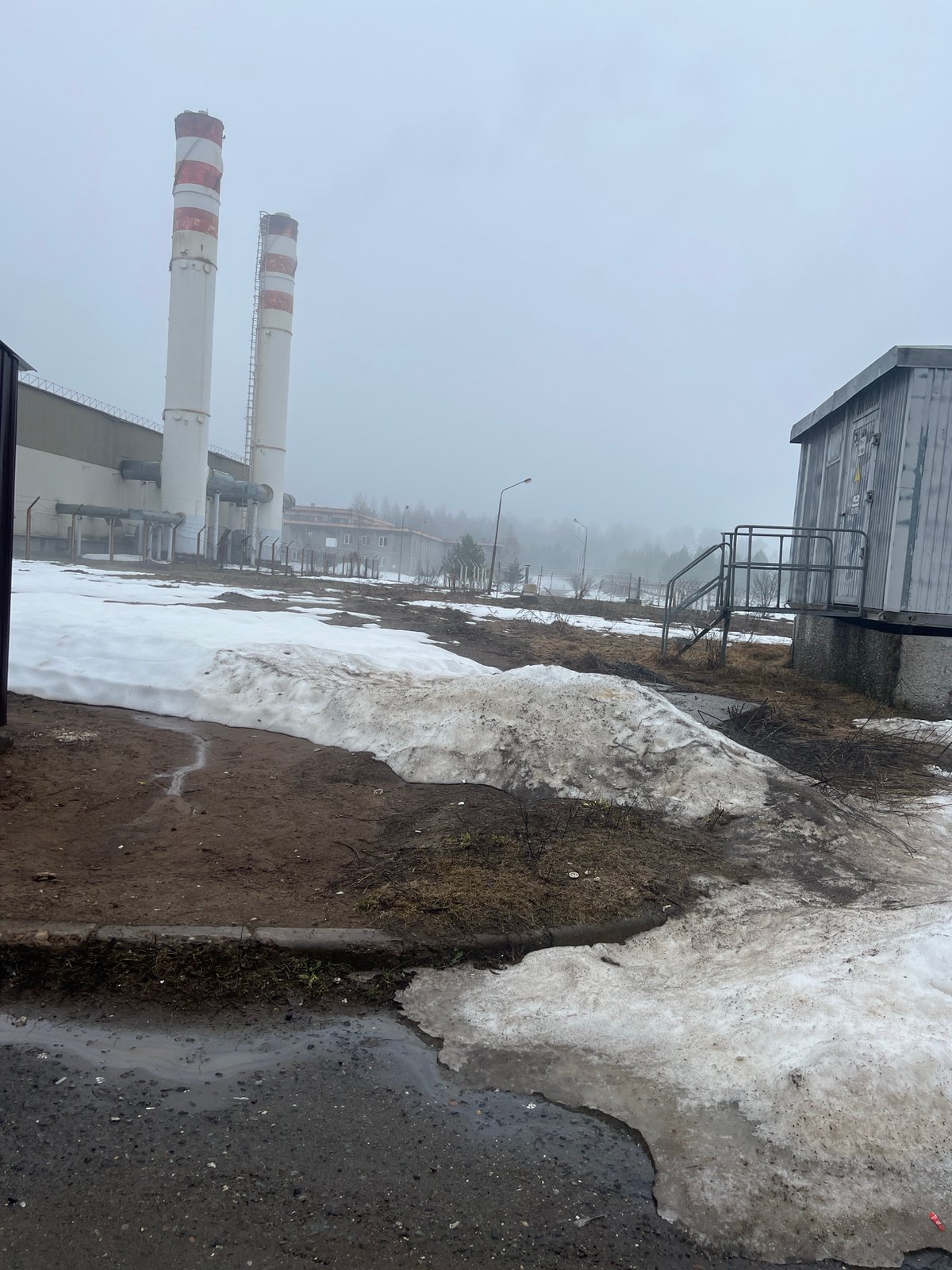 Foggy conditions observed at industrial facility in Марковский, Russia