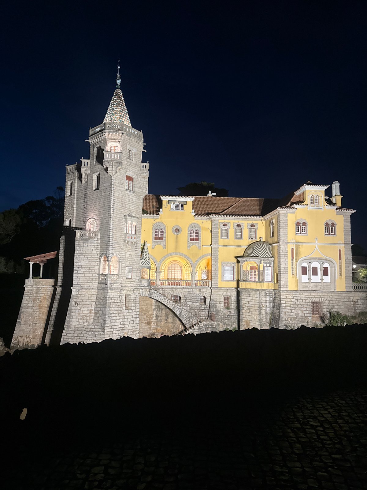 Night architecture and coastal water scenes around Cascais and Sintra