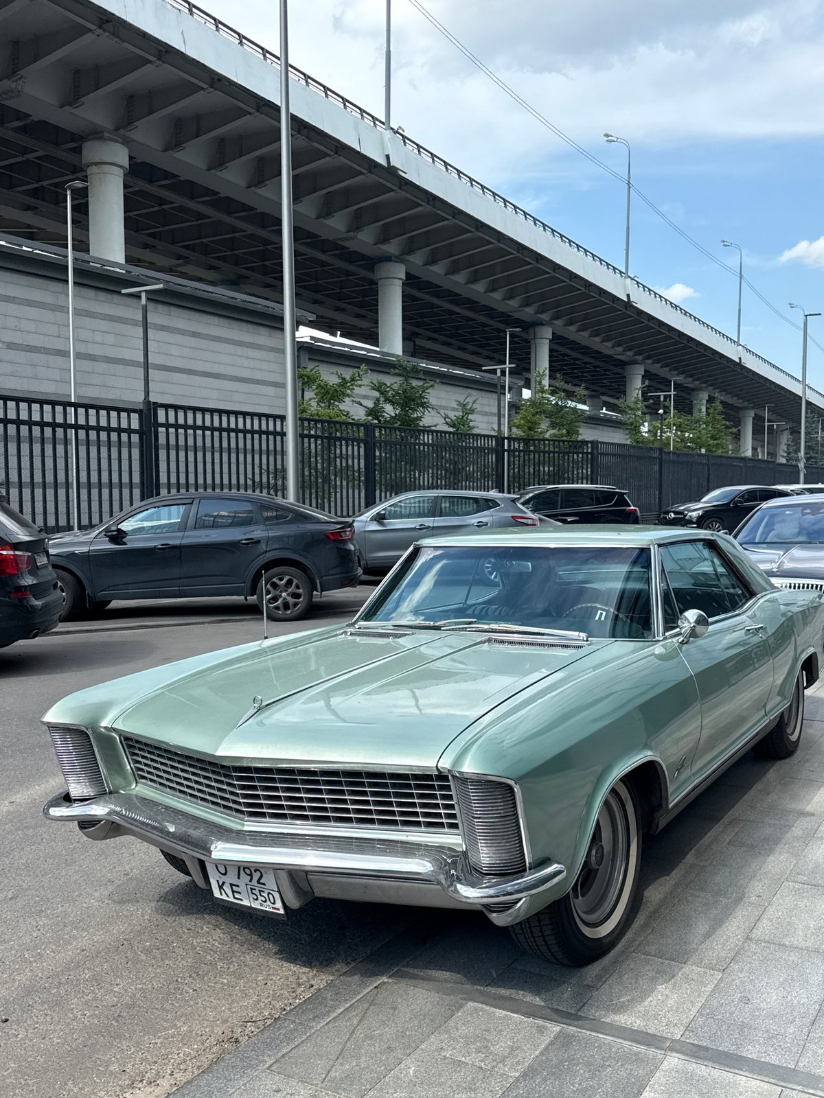 Pale green vintage American car spotted across central Moscow