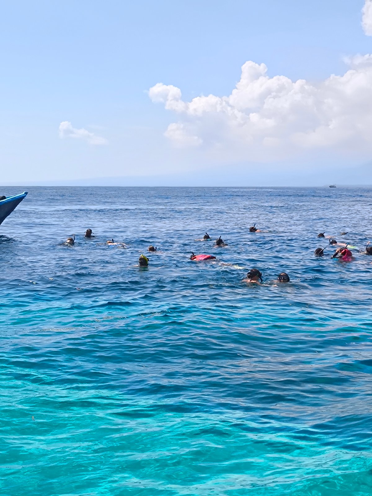 Snorkeling group out on the water near Gili Trawangan