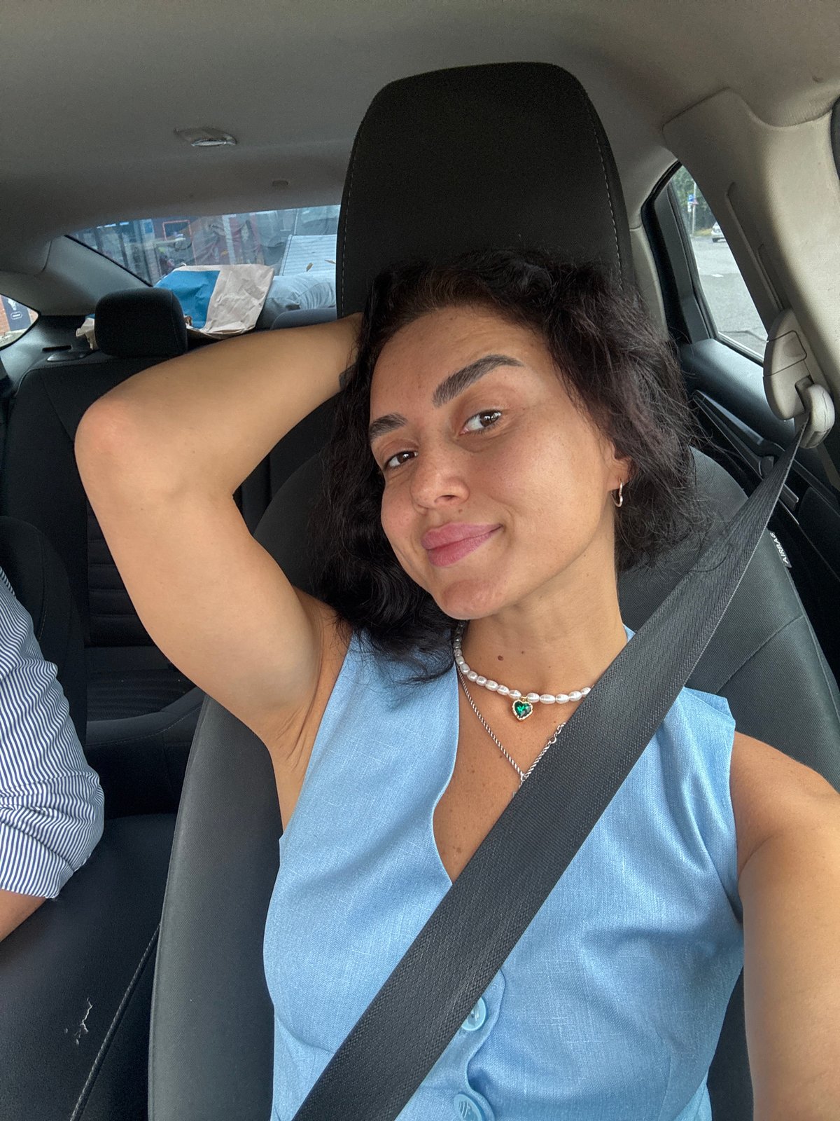 Morning drive through Tbilisi streets on a grey day
