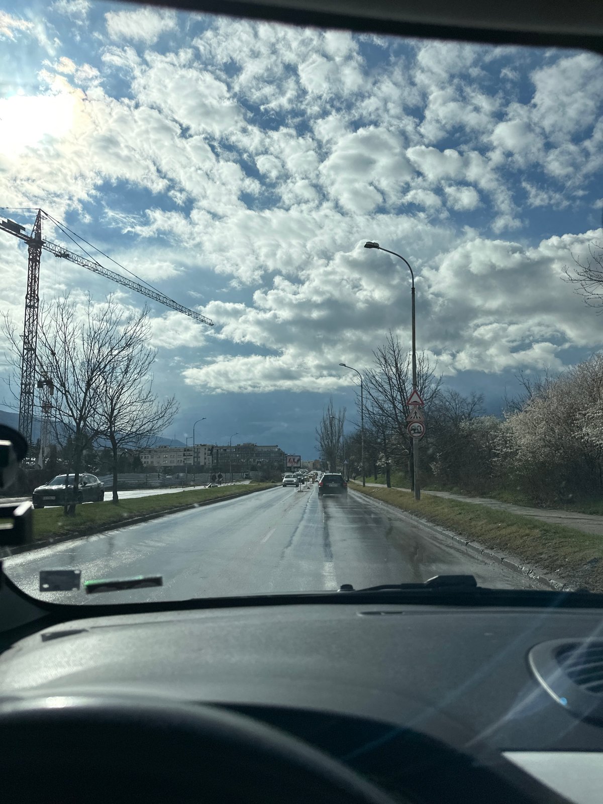 Rainy afternoon traffic and outdoor scenes observed in Sofia