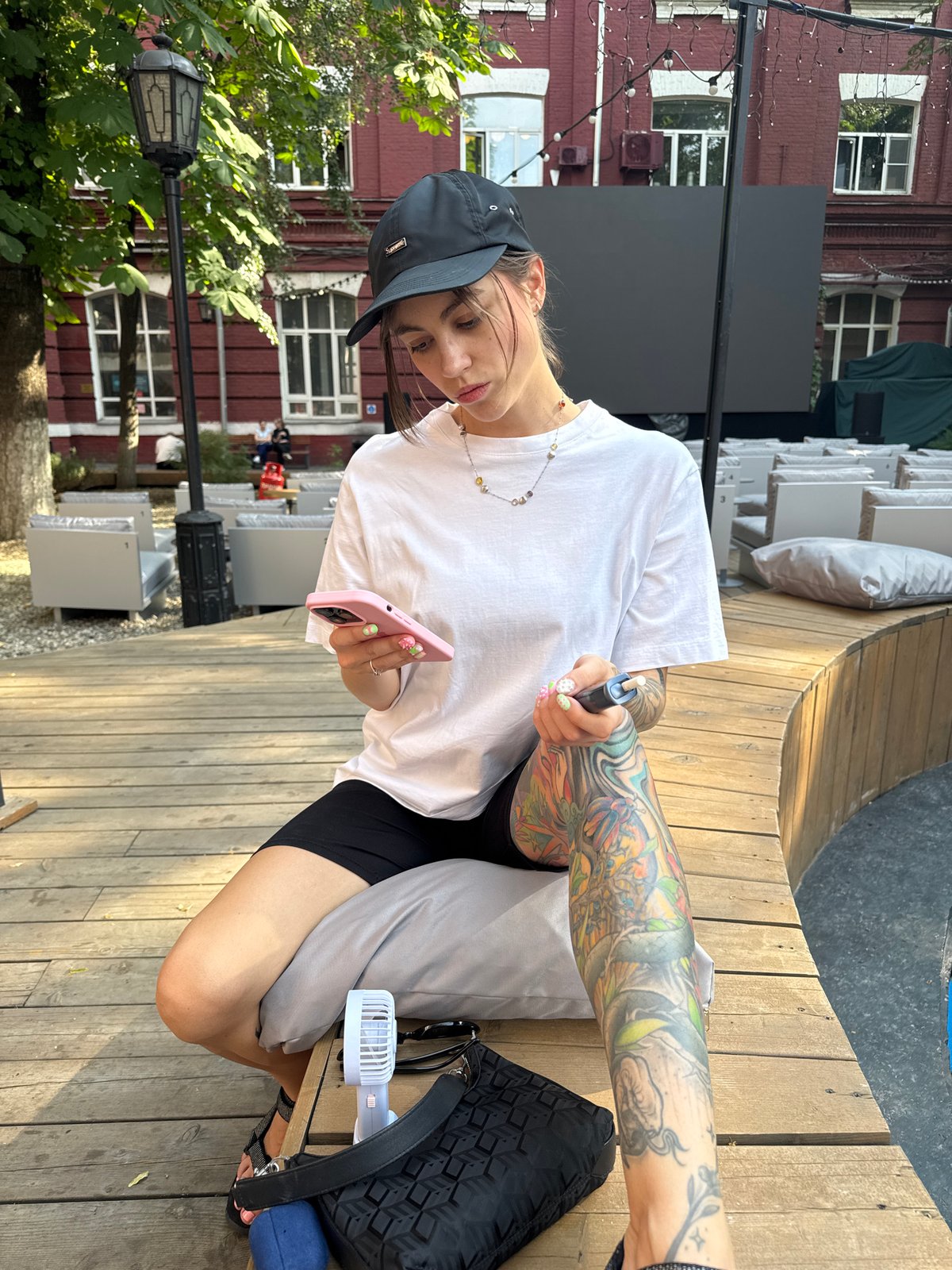Hanging out near a Moscow fountain on a hot summer afternoon