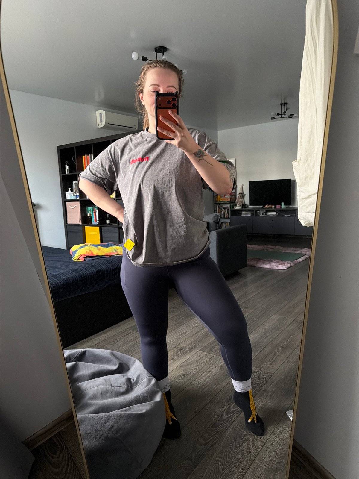 Mirror selfie taken in Moscow residential space