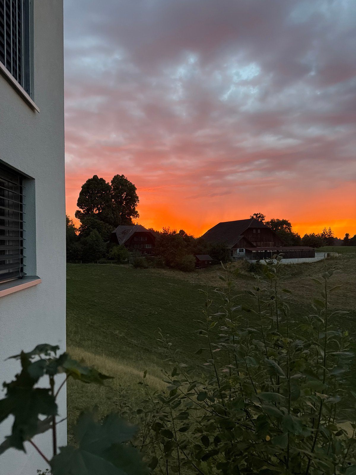Sunset over the Swiss countryside in Ufhusen
