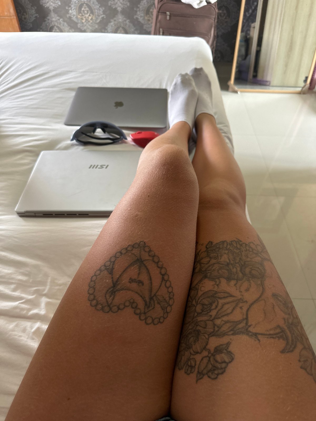 Personal moments documented: bedroom scenes, selfies, rural sunset views