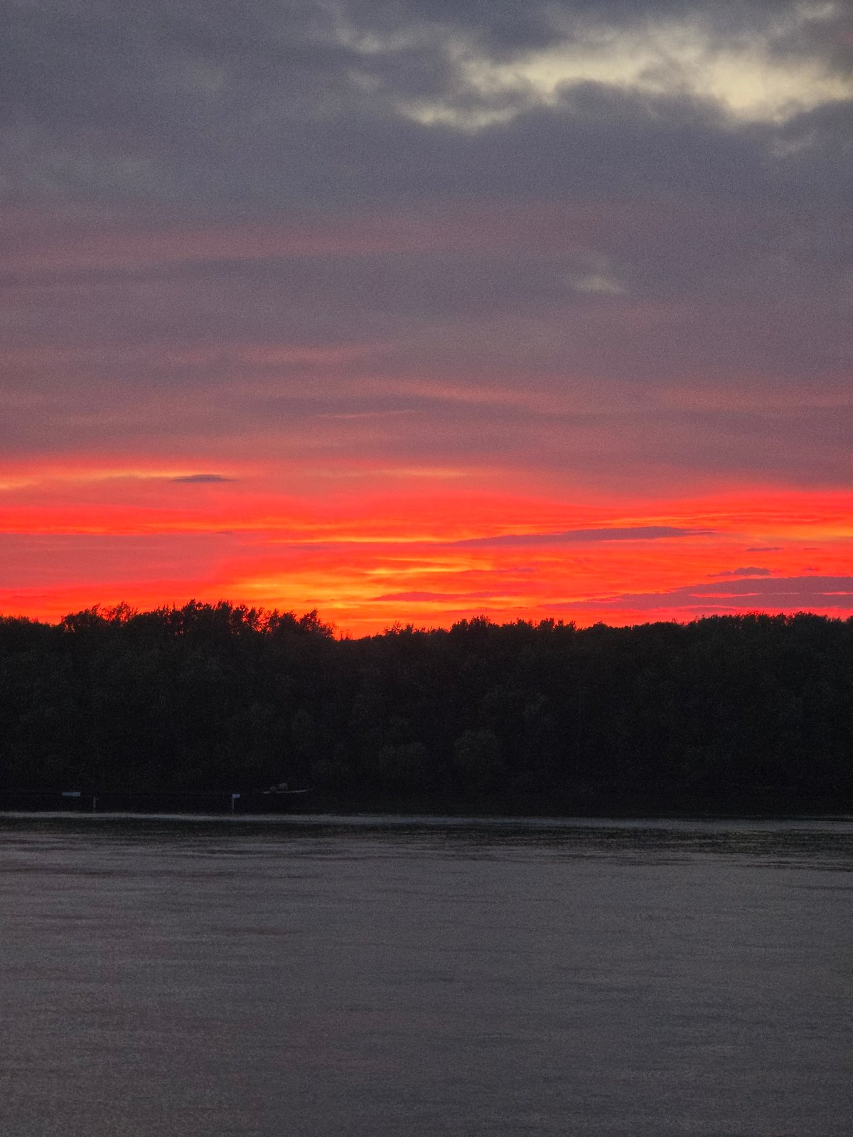 Sunset captured over Danube River and Ruse city square