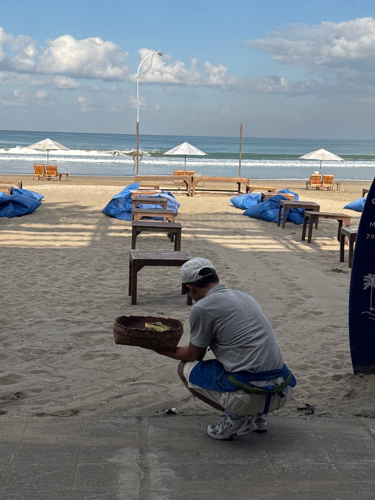Family enjoys beach day at Kuta, Indonesia