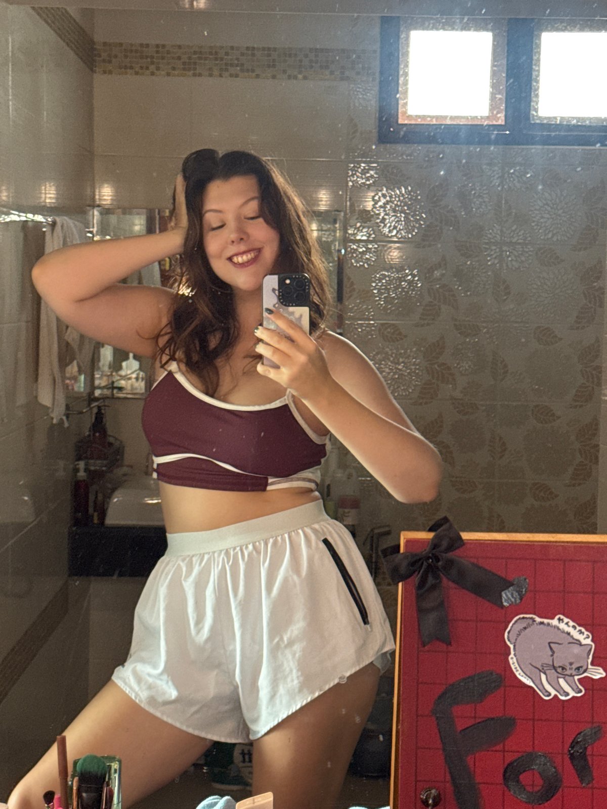 Mirror selfie session at a Thai residence, outfit changes included