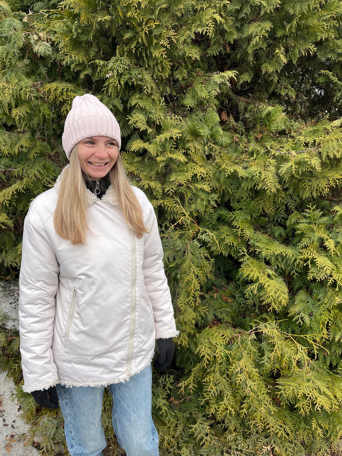 Spring morning observations near evergreens in Chaikovsky, Russia