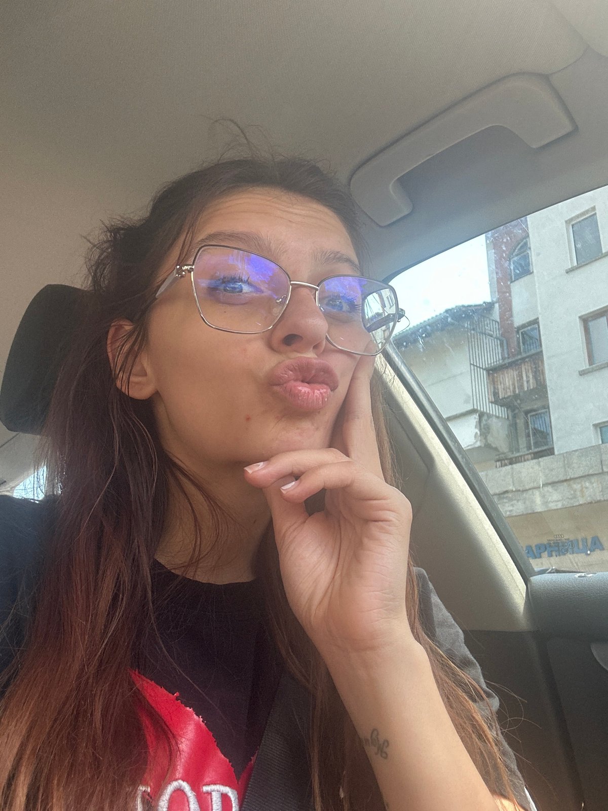Car selfies and an energy drink in Tryavna, Bulgaria