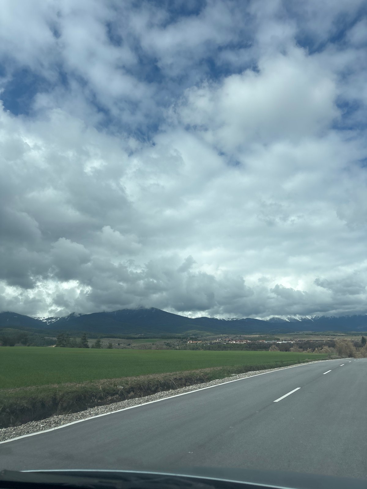 Morning drive documented on mountain road near Razlog, Bulgaria