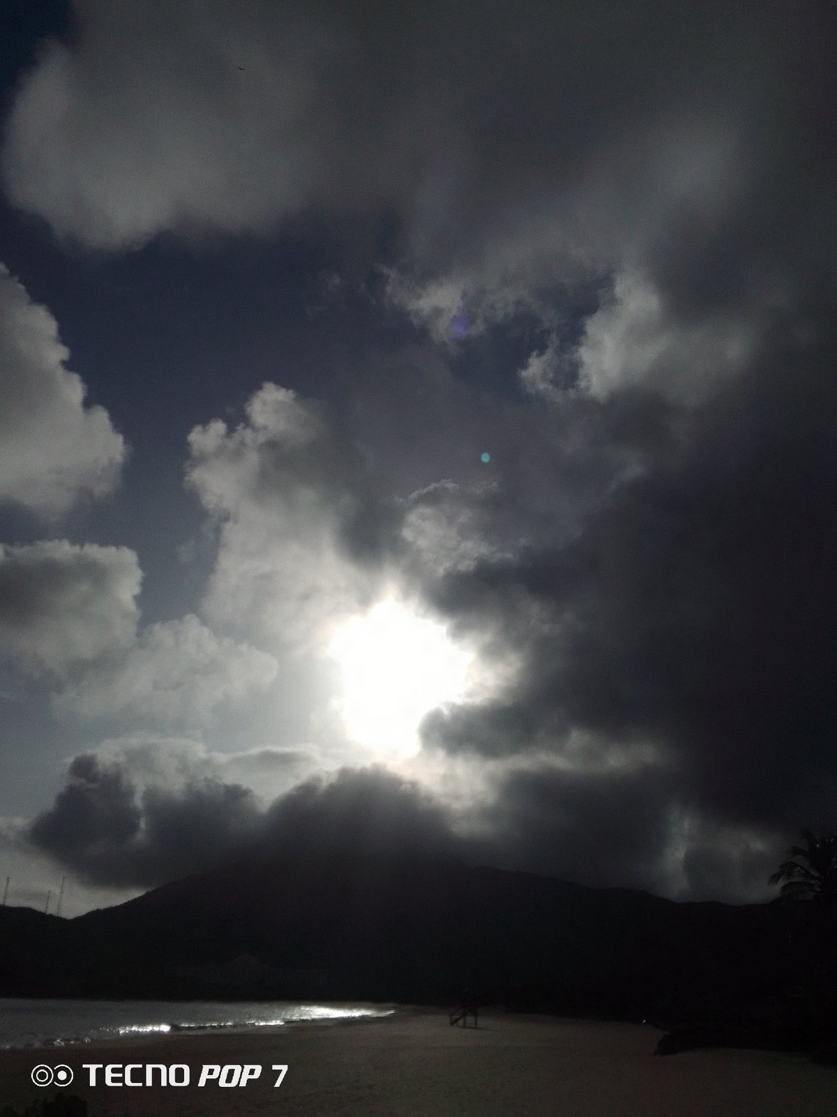 Dramatic storm clouds photographed over Venezuelan beach during morning hours