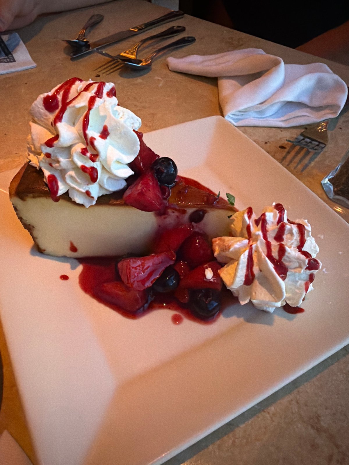 Evening dining experience documented in Dubai Marina district