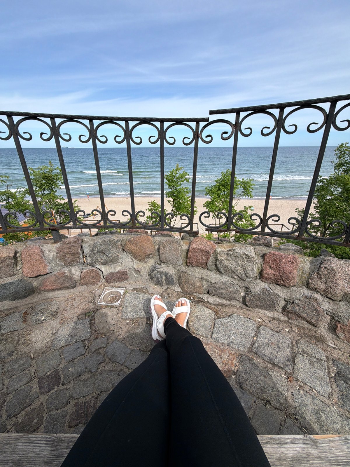 Morning beach rest captured in Zelenogradsk, Baltic Sea overlook