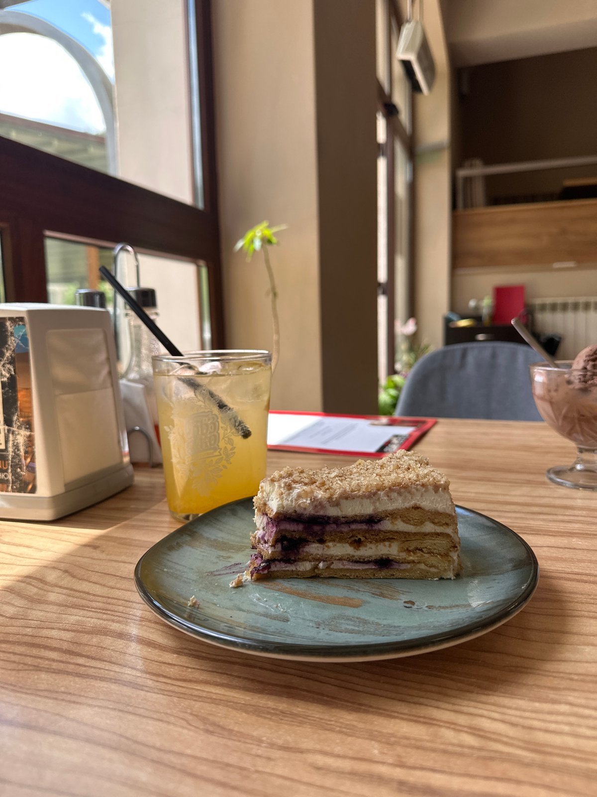 Quiet morning moment captured in Bulgarian town cafe