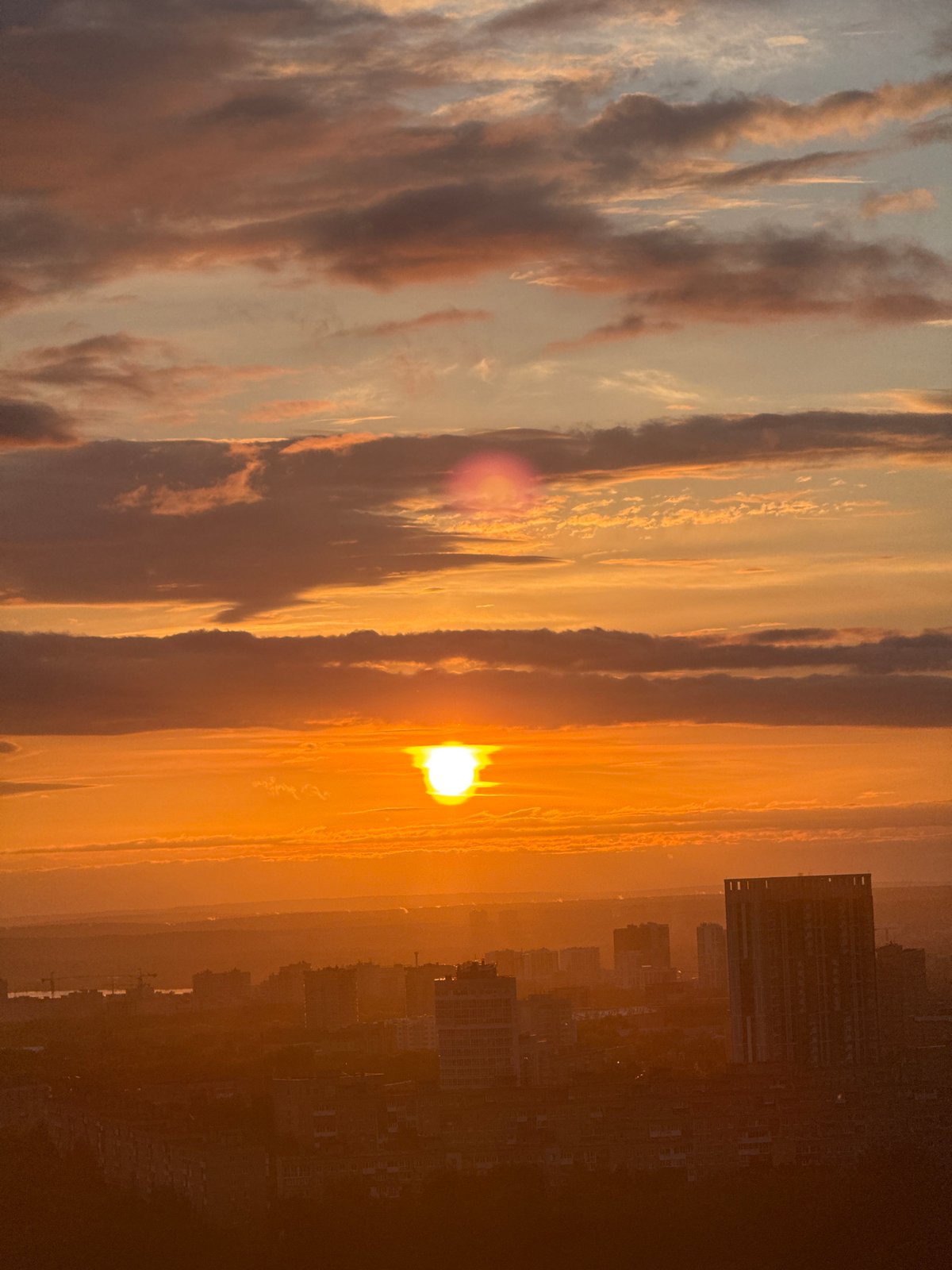 Dramatic sunset captured over Gamovo, Russia cityscape