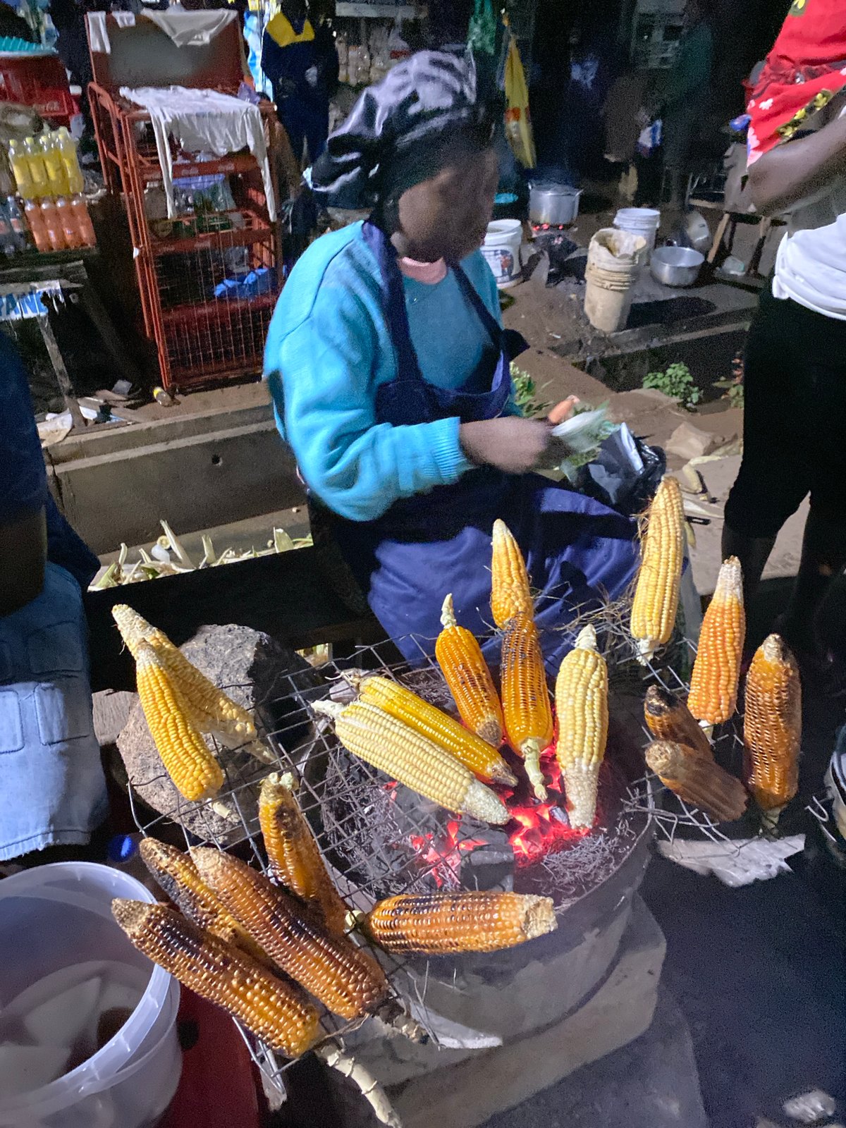 Evening street food scene at a Bukuru market