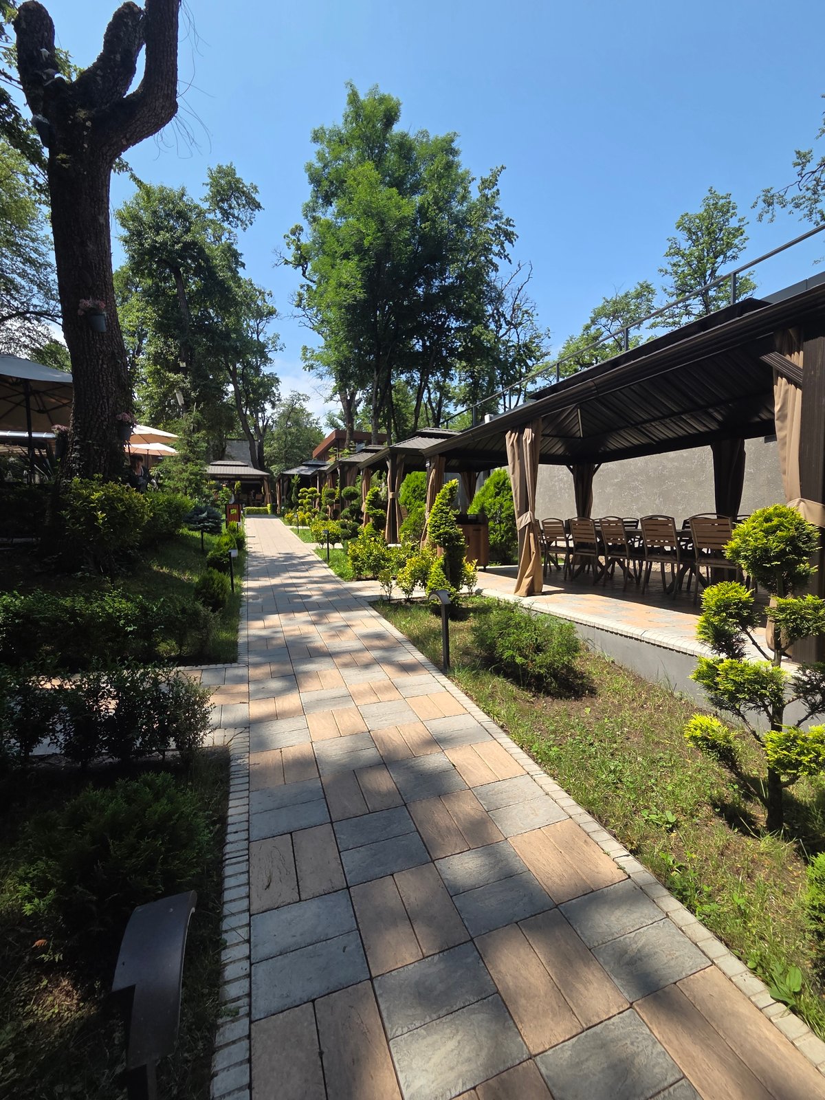 Quirky cafe complex with teapot fountain in Dilijan, Armenia