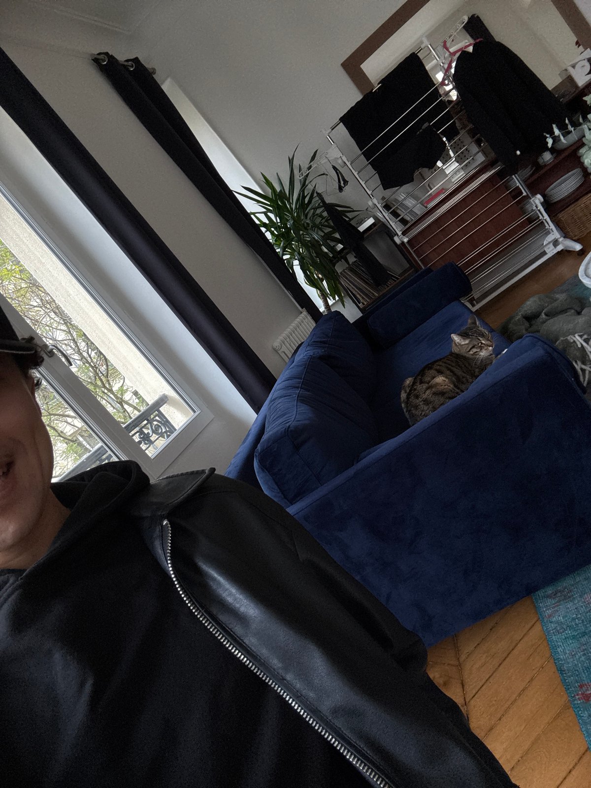 Man takes selfies with cat in Paris apartment