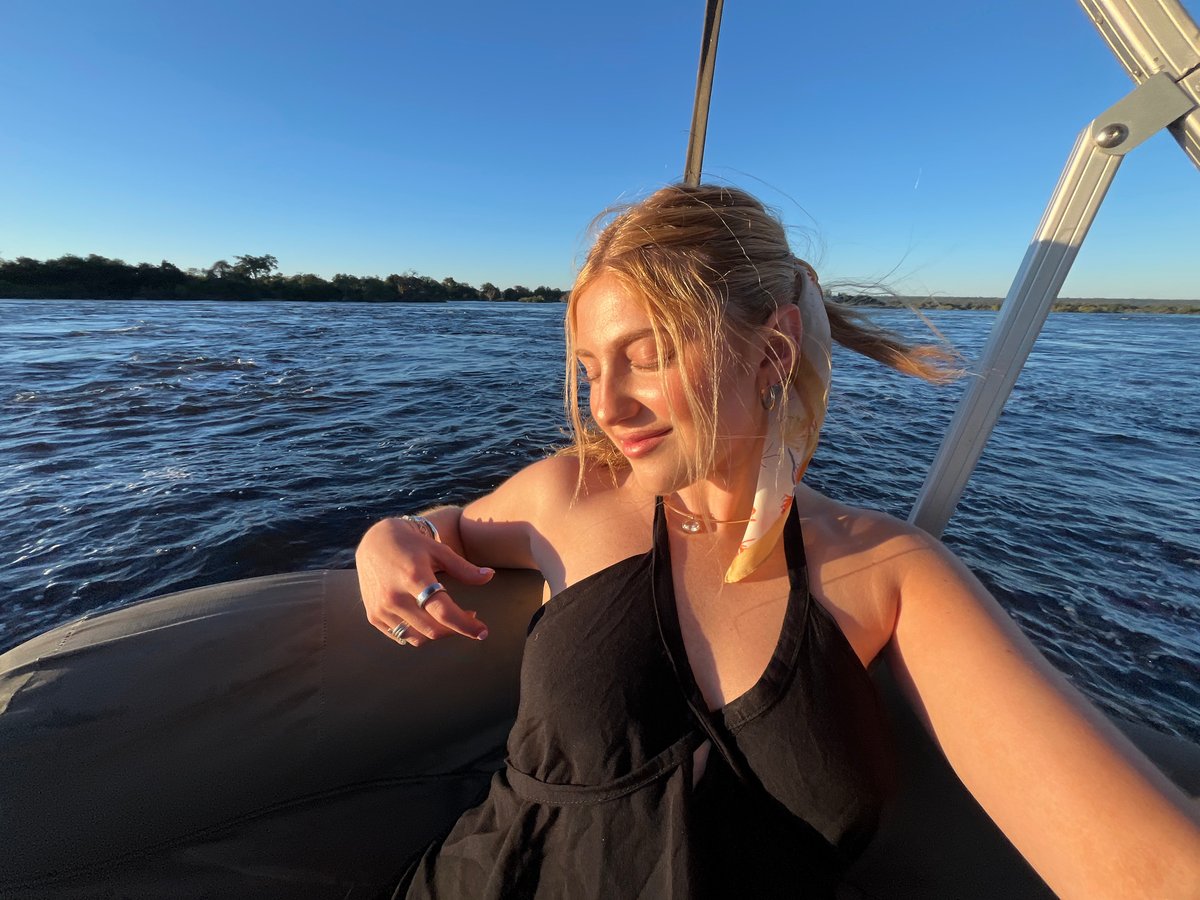 Tourist boat cruise on Zambezi River near Victoria Falls