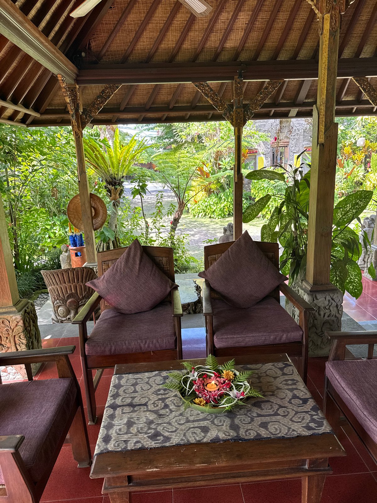 Inside a traditional Balinese villa in Ubud's jungle