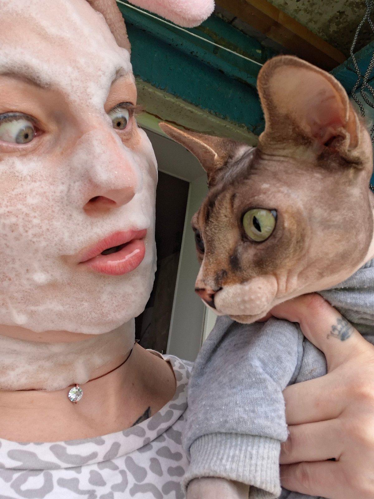 Skincare morning with cats and coffee in rural Belarus