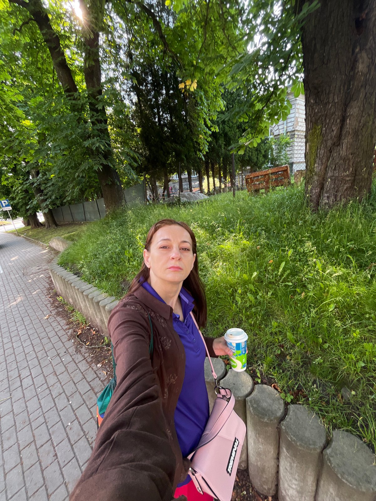 Coffee cup moment on a European sidewalk, multiple angles