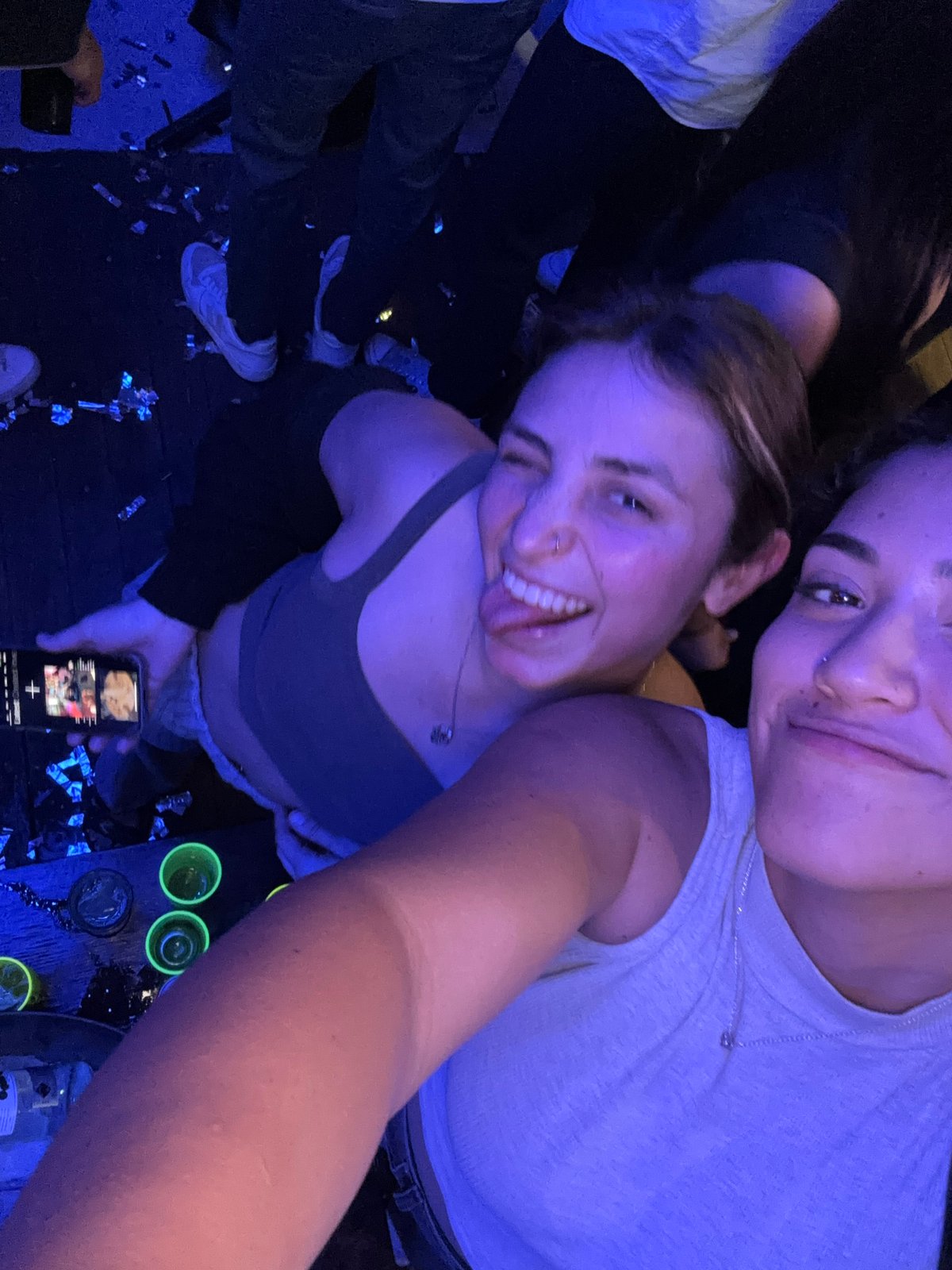 Women Take Selfies at Nighttime Party in Cholula